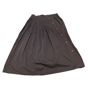 Vintage Kathryn Deene New‎ York Navy Pleated Skirt 14/16 Made USA Button Side